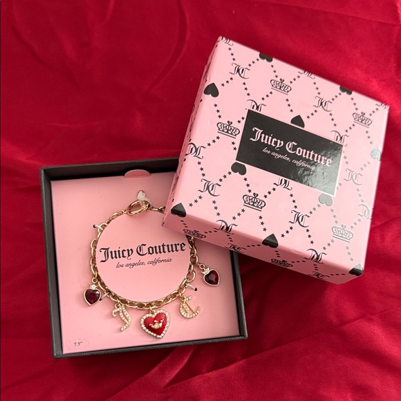 Juicy Couture Jewelry - Juicy Couture Heart Charm Bracelet in Gold and Red